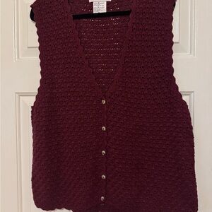 Vintage White Stag Crochet Button Vest
